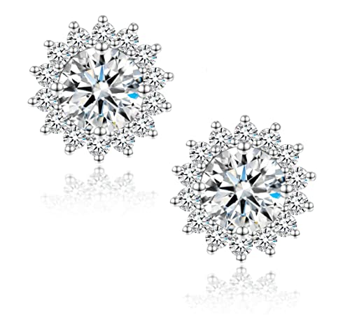 1CT Moissanite Sunburst Stud Earrings