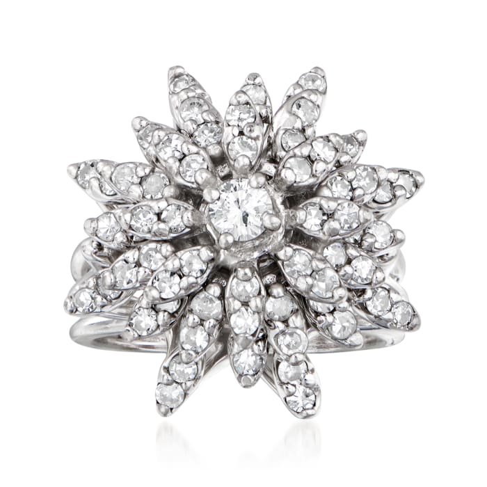 Vintage 1.50 CTW Diamond Cluster 14K Ring Estate Collection Jewelry