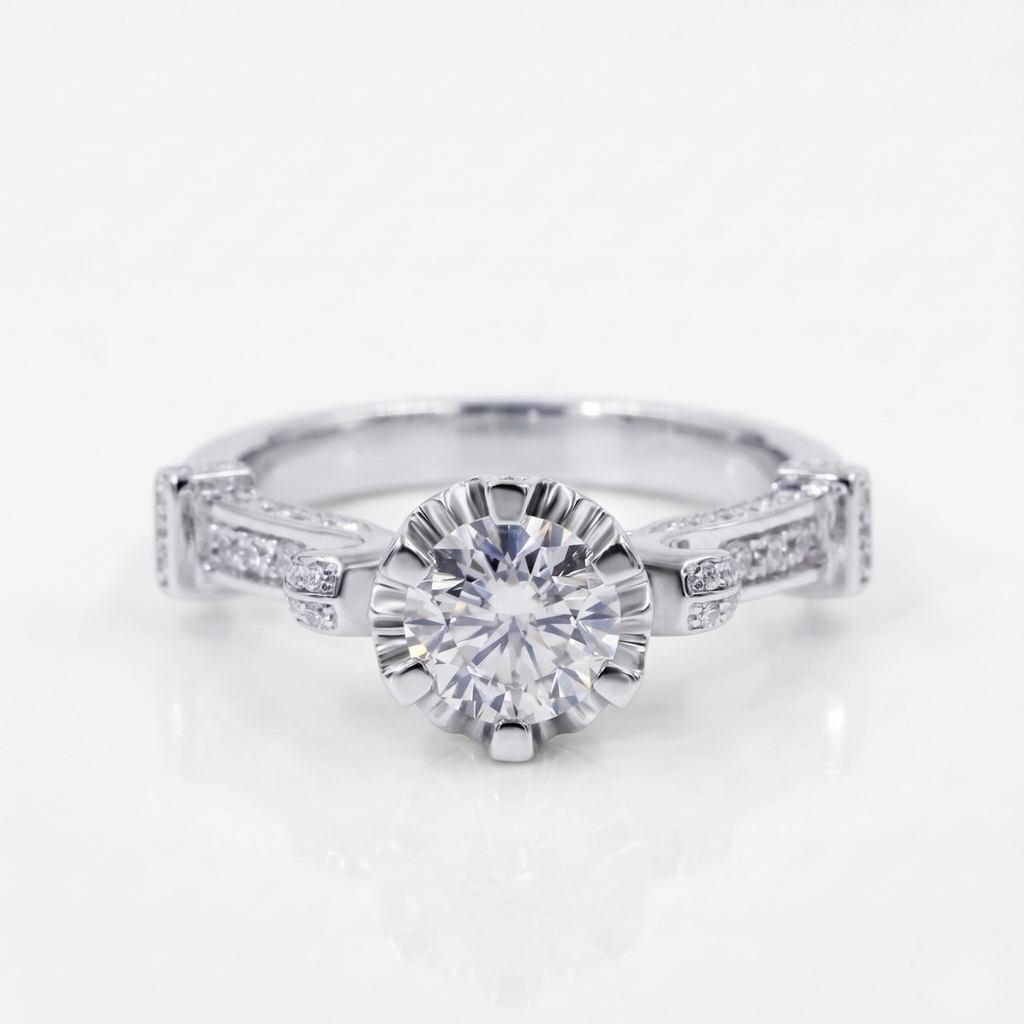 Moissanite Ring Royal Crown Setting