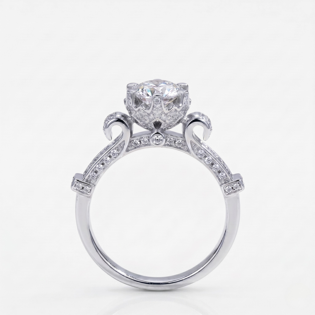 Moissanite Ring Royal Crown Setting