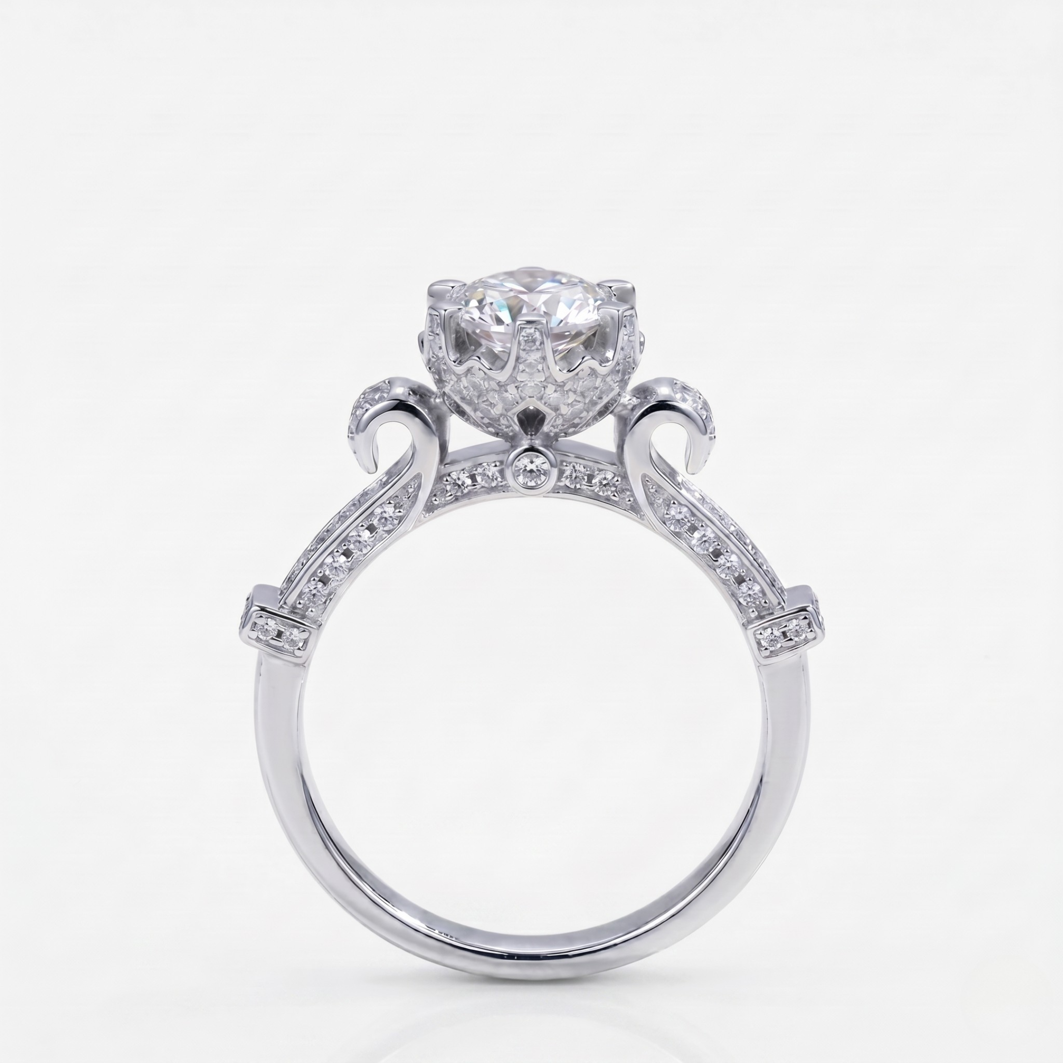 Moissanite Ring Royal Crown Setting