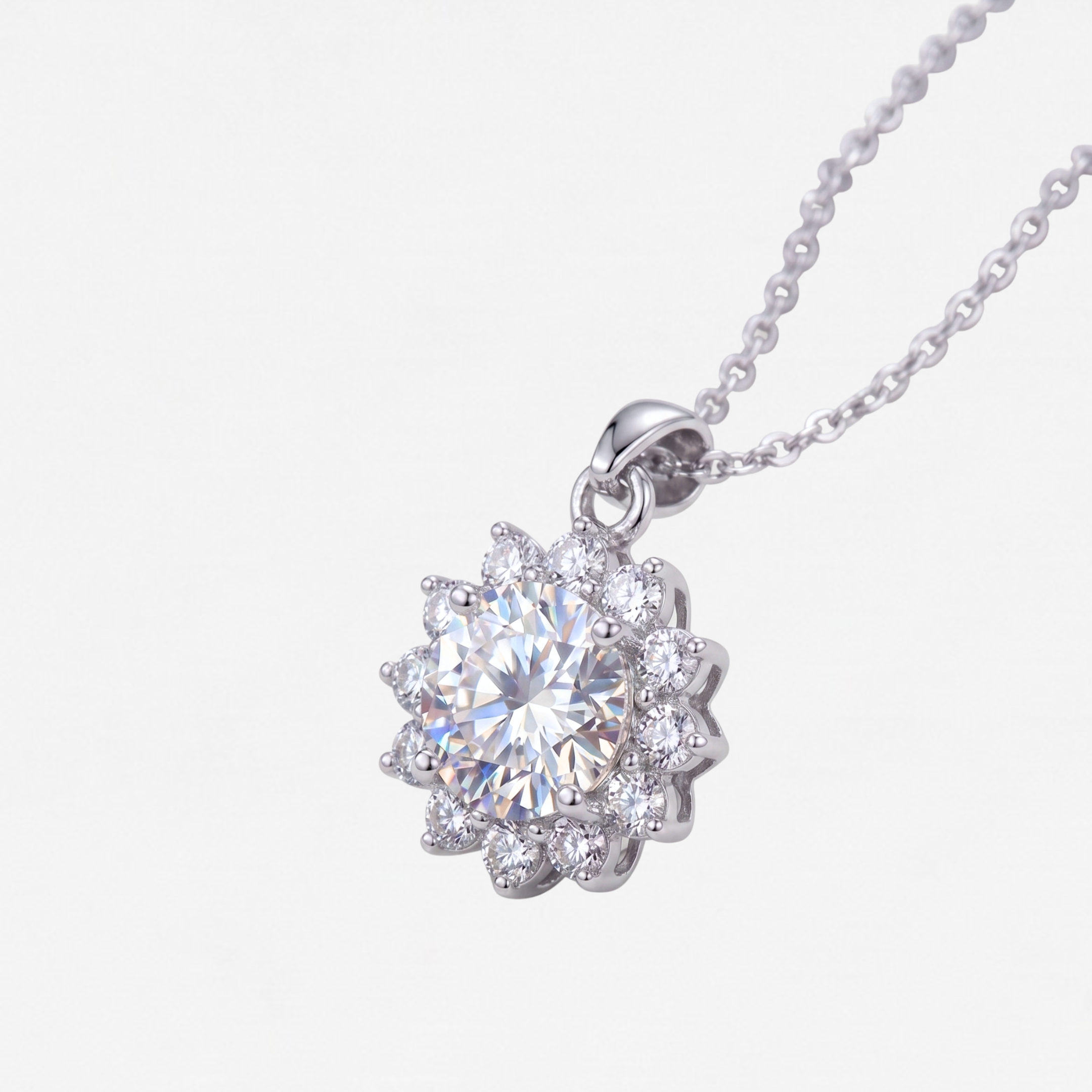 1 CT Moissanite Sunburst Necklace