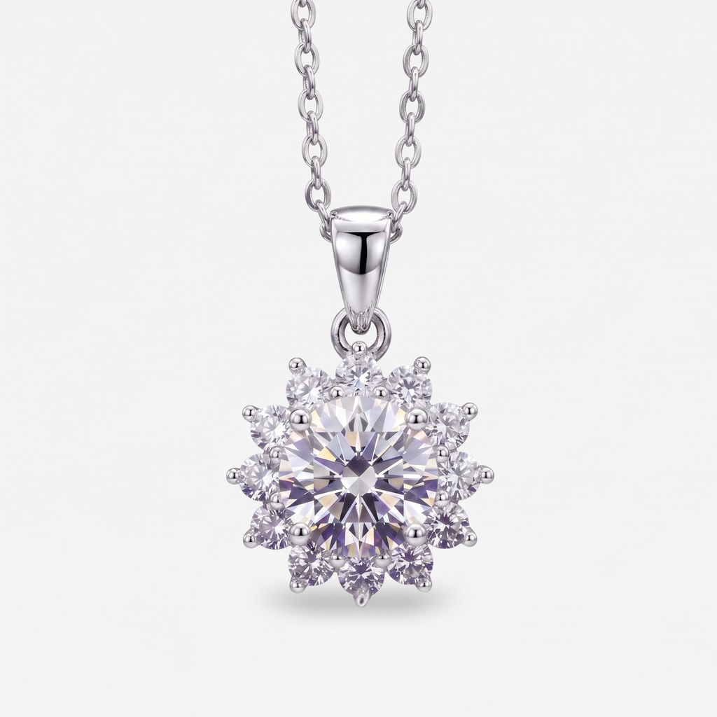 1 CT Moissanite Sunburst Necklace