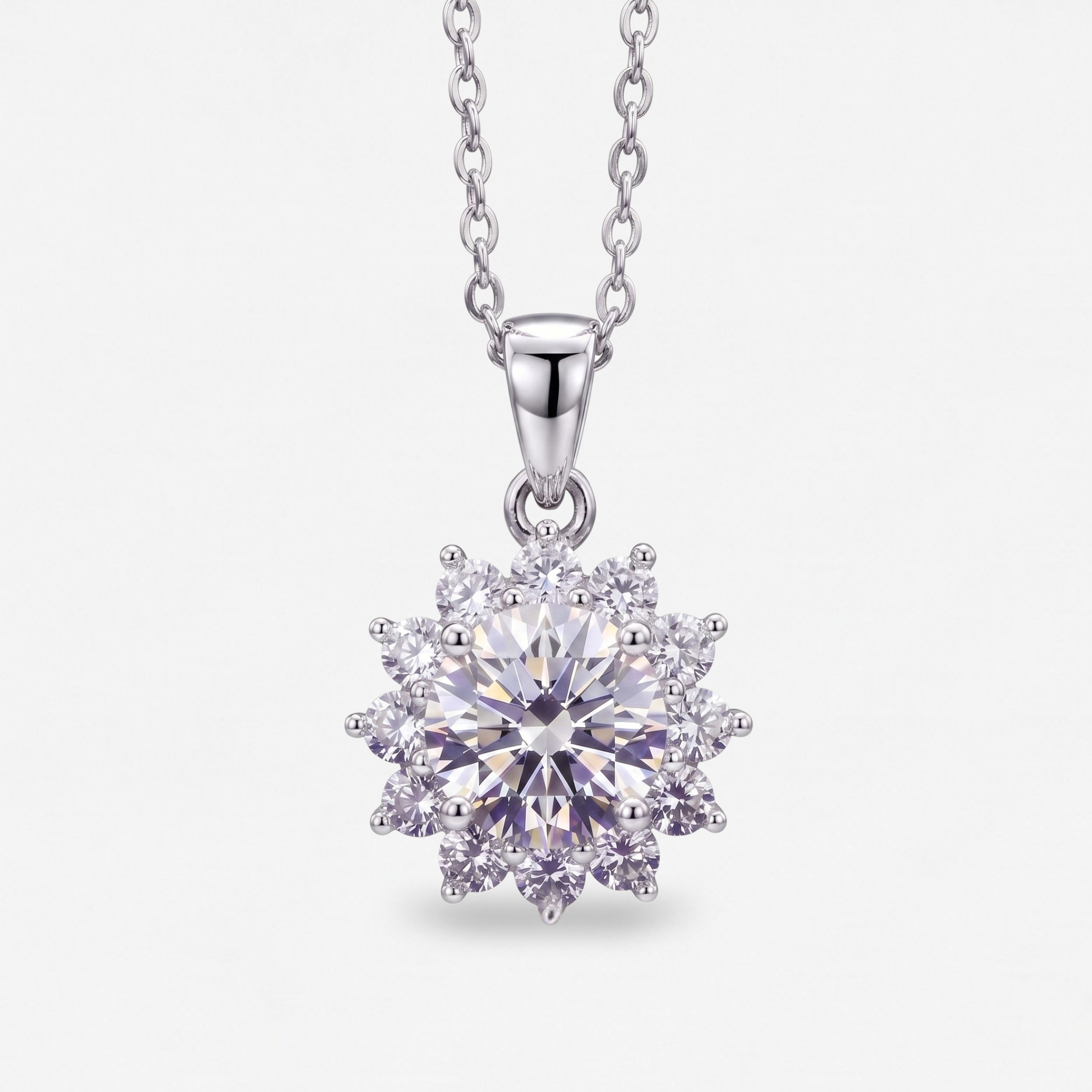 1 CT Moissanite Sunburst Necklace