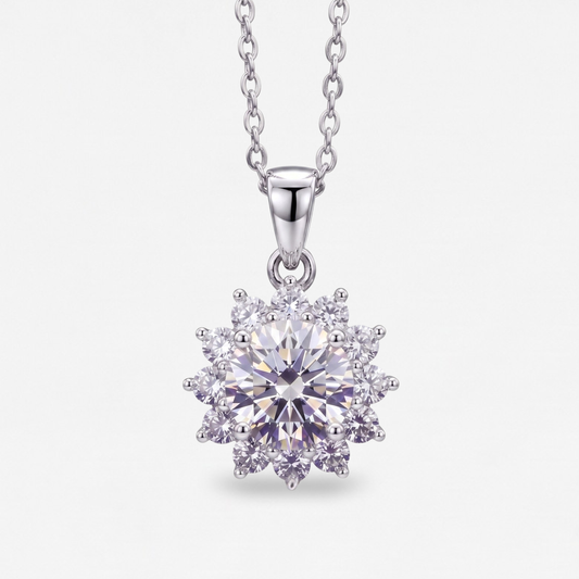 1 CT Moissanite Sunburst Necklace