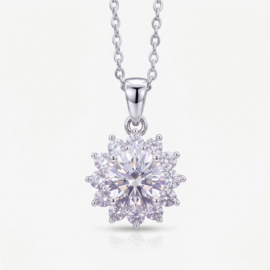 1 CT Moissanite Sunburst Necklace