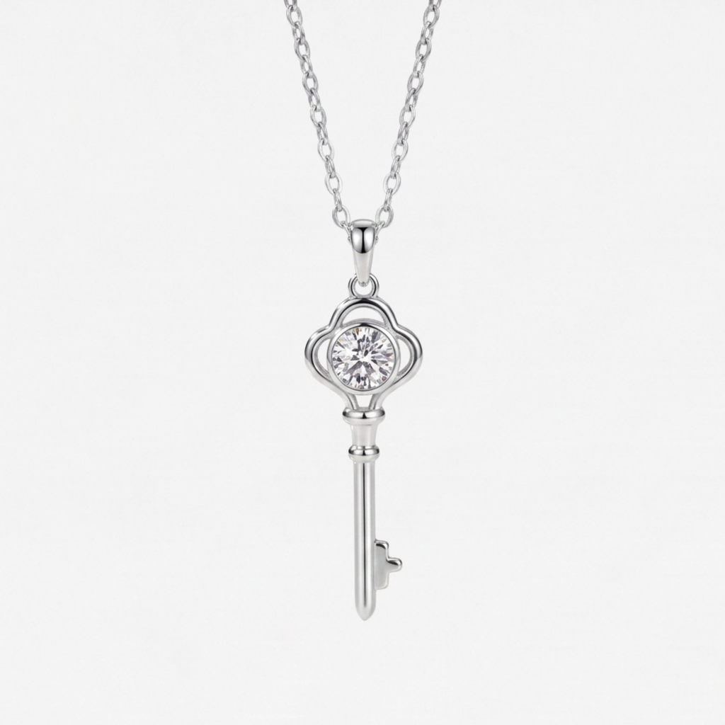 Moissanite Key Pendant Necklace