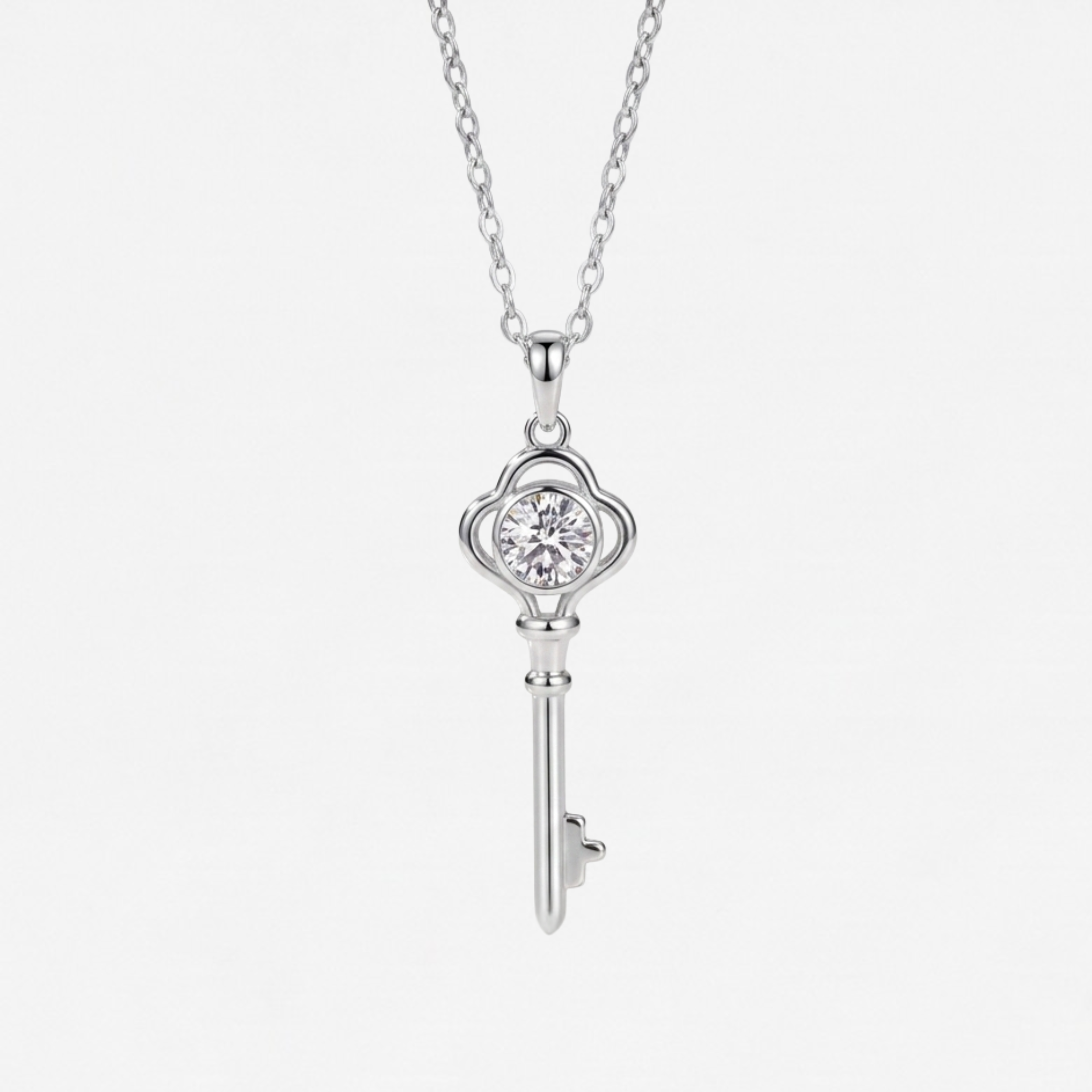 Moissanite Key Pendant Necklace