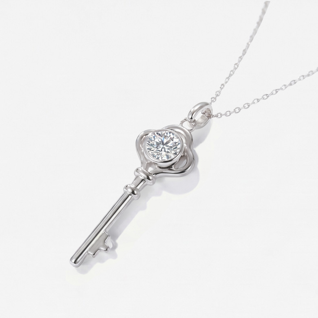 Moissanite Key Pendant Necklace