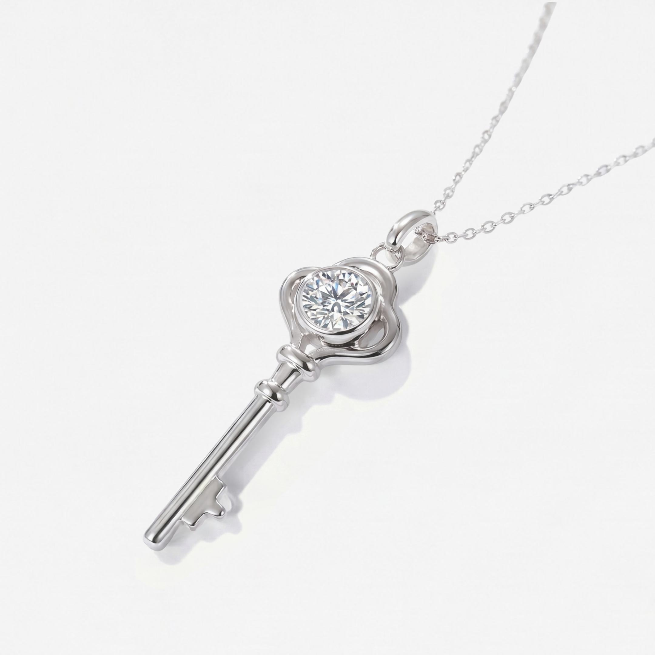 Moissanite Key Pendant Necklace