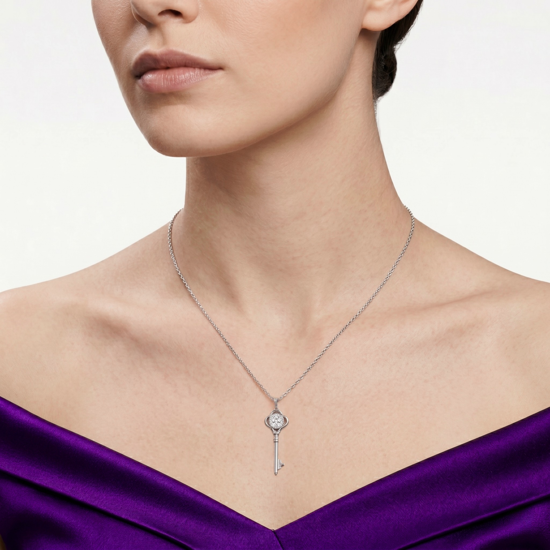 Moissanite Key Pendant Necklace