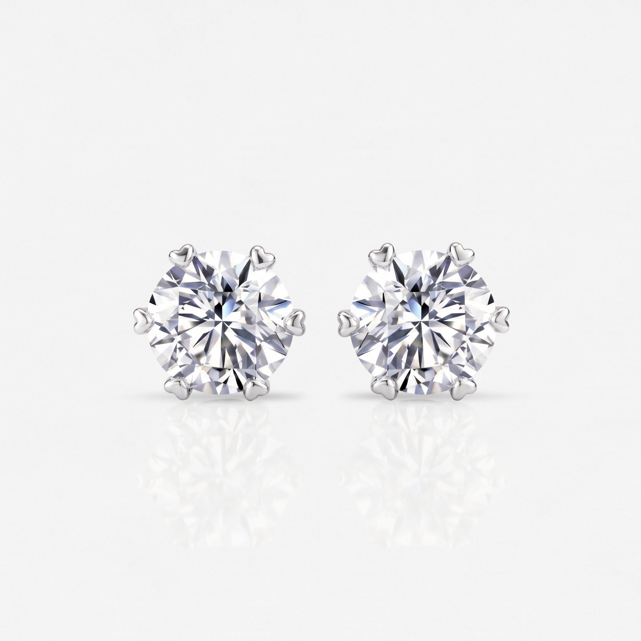 2CT Round Moissanite Stud Earrings
