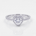Halo Heart Moissanite Ring with Side Stones