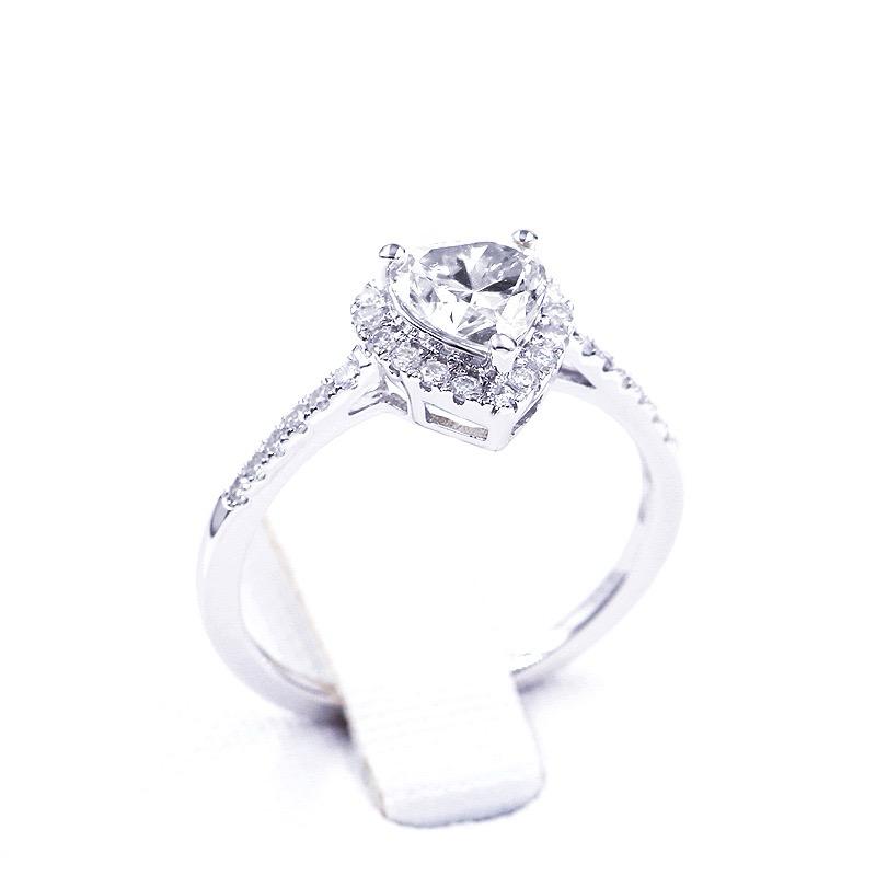 Halo Heart Moissanite Ring with Side Stones
