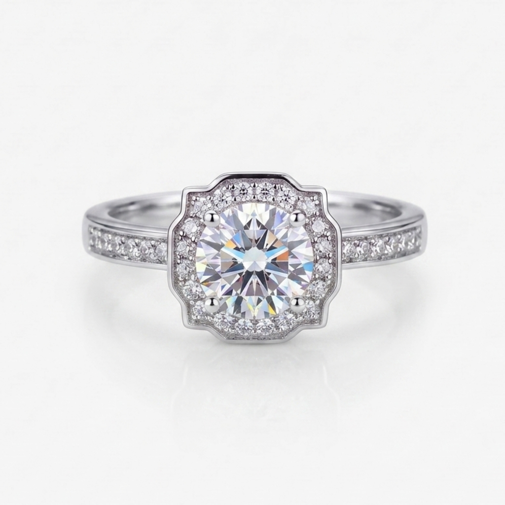 1CT Moissanite Luxury Engagement Bridal Ring