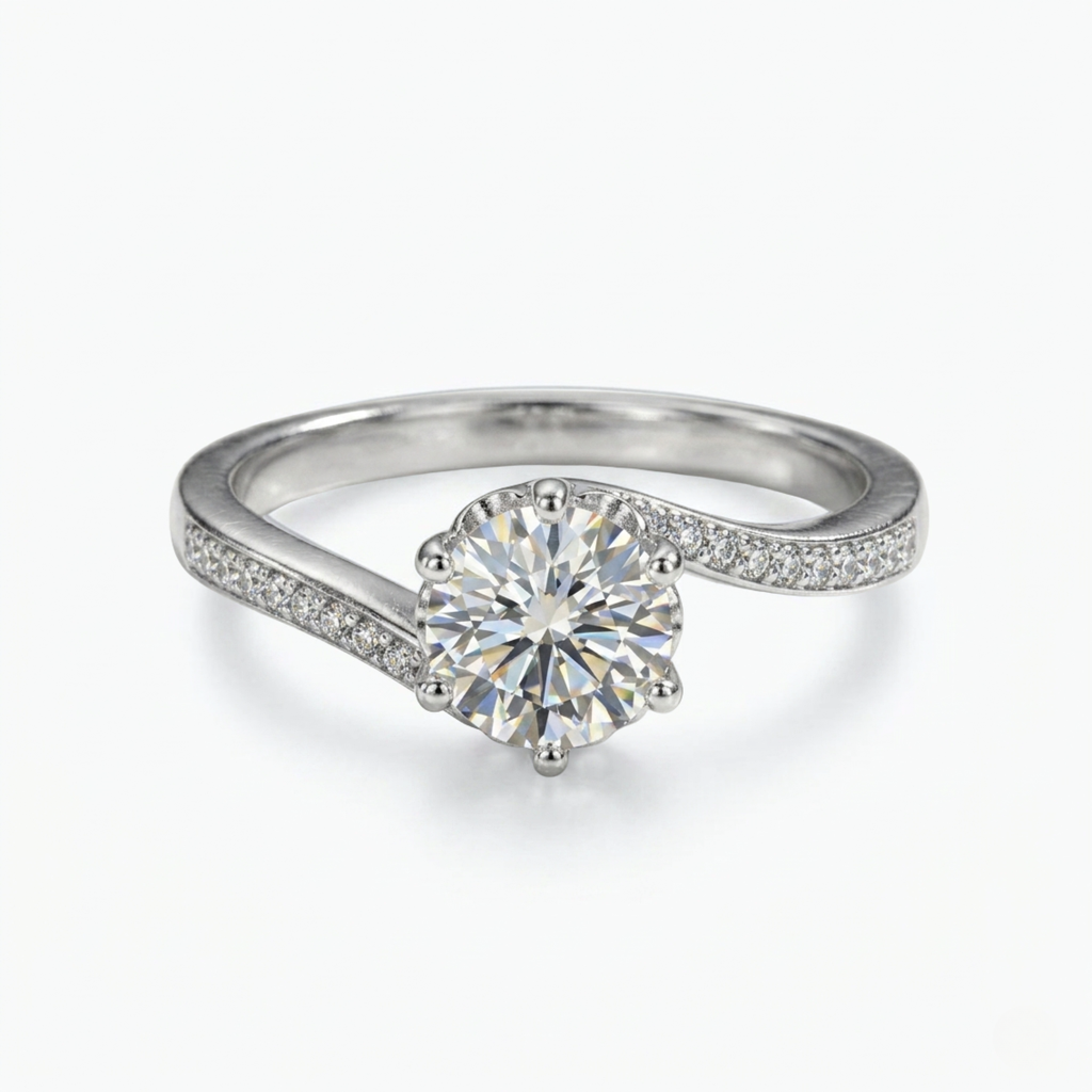 Twisted Band Moissanite Engagement Ring