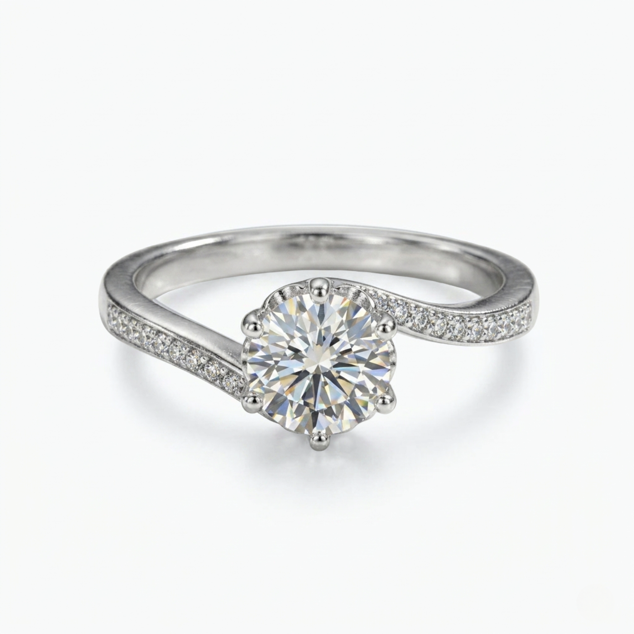 Twisted Band Moissanite Engagement Ring