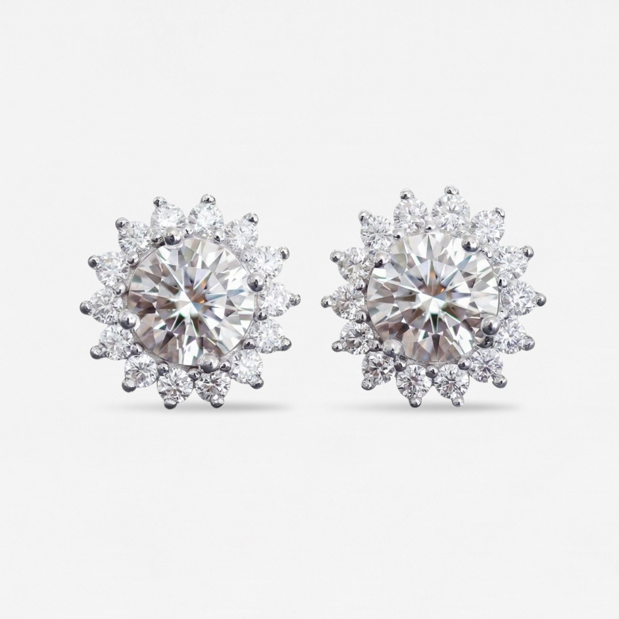 1CT Moissanite Sunburst Stud Earrings
