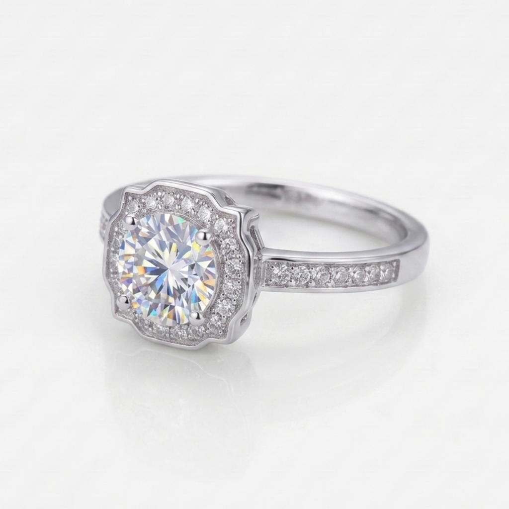 1CT Moissanite Luxury Engagement Bridal Ring