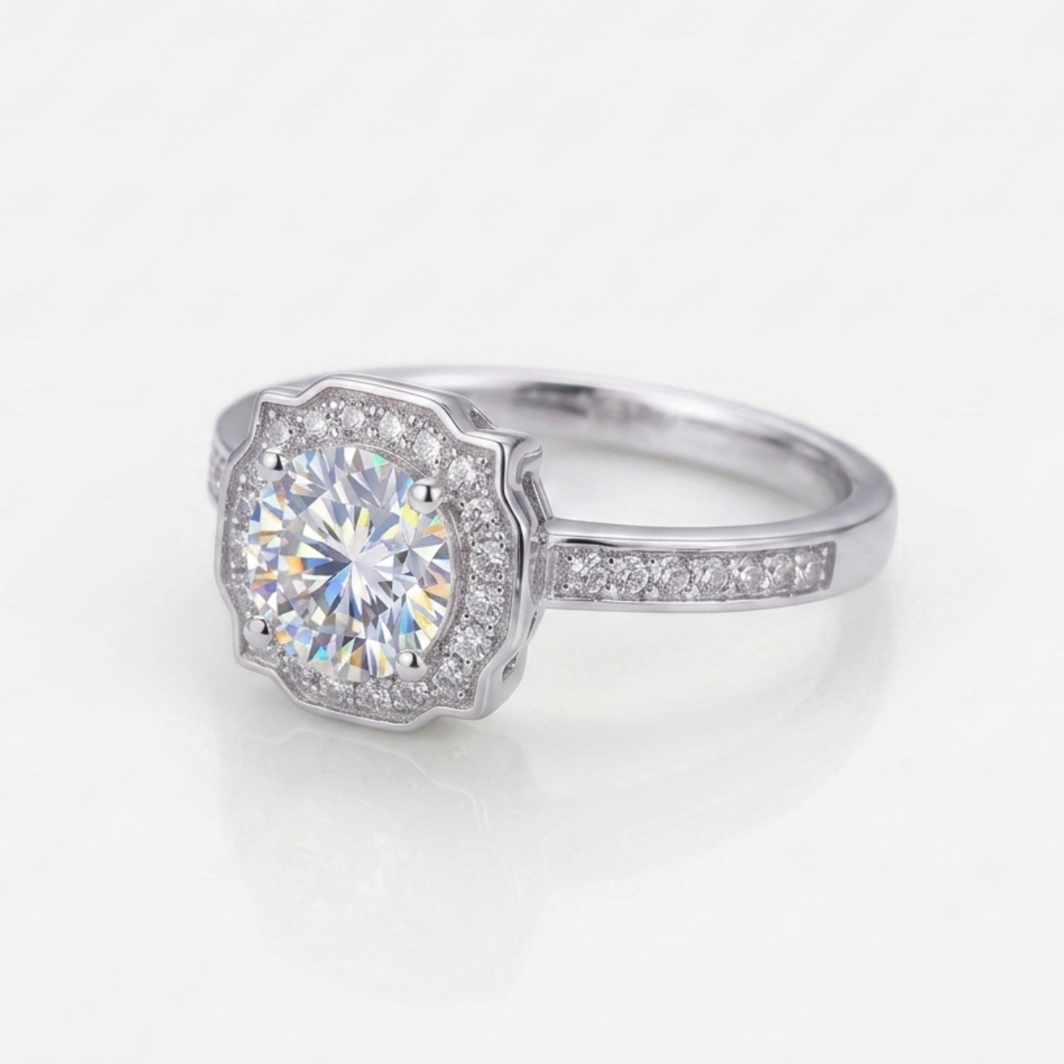 1CT Moissanite Luxury Engagement Bridal Ring