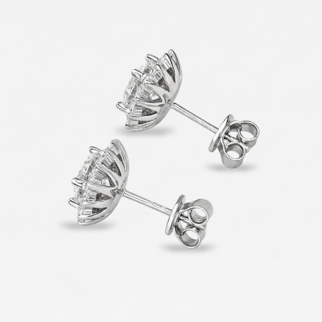 1CT Moissanite Sunburst Stud Earrings