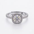 1CT Moissanite Smart Square Halo Ring Round Center