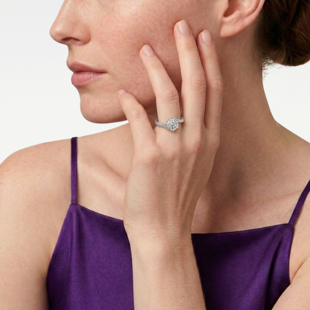 Twisted Band Moissanite Engagement Ring