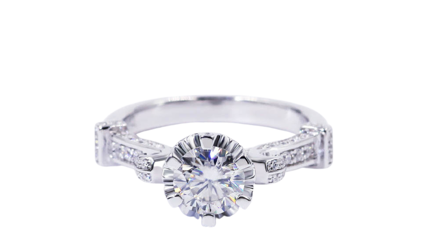 Moissanite Ring Royal Crown Setting