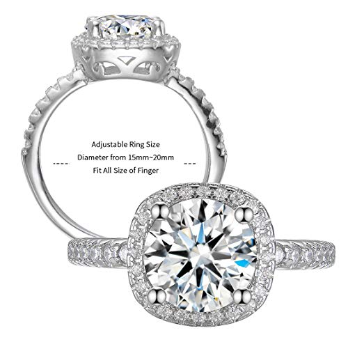 1CT Moissanite Smart Square Halo Ring Round Center