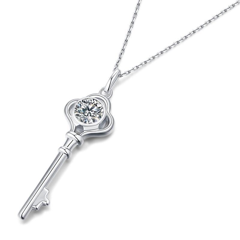 Moissanite Key Pendant Necklace