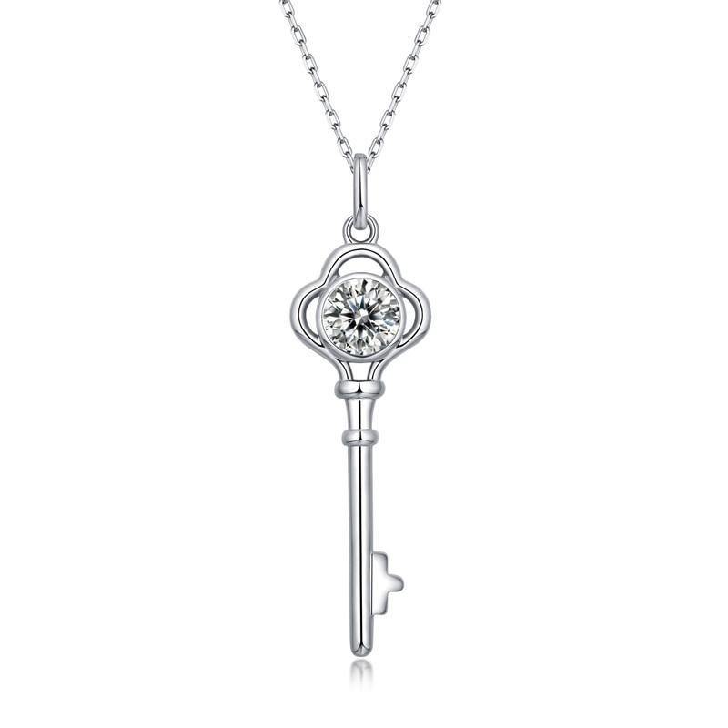 Moissanite Key Pendant Necklace