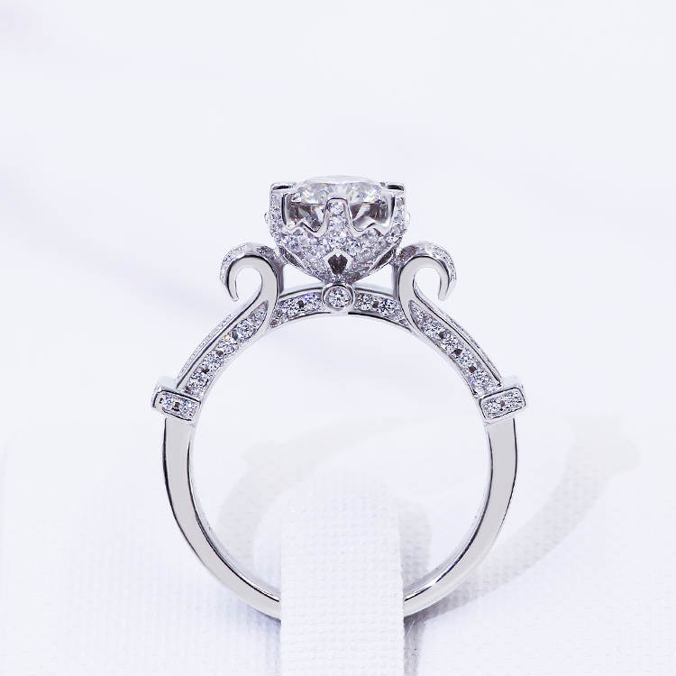 Moissanite Ring Royal Crown Setting