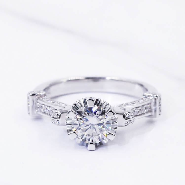 Moissanite Ring Royal Crown Setting