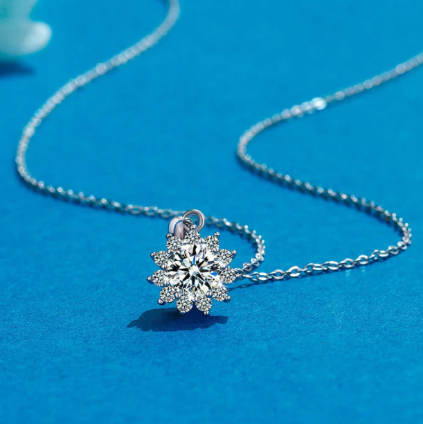 1 CT Moissanite Sunburst Necklace